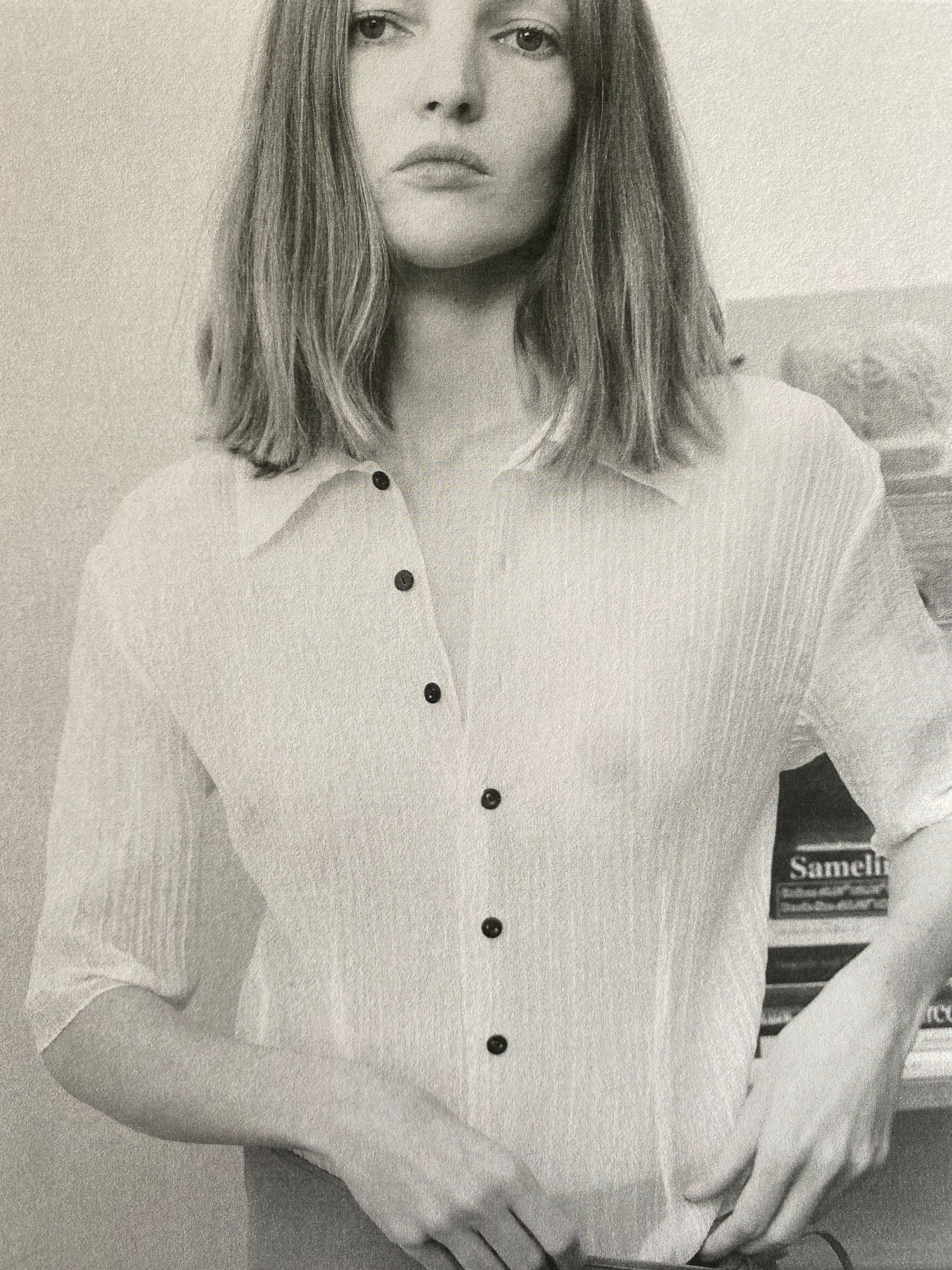 Cotton Silk Pleated Short Sleeves Shirt