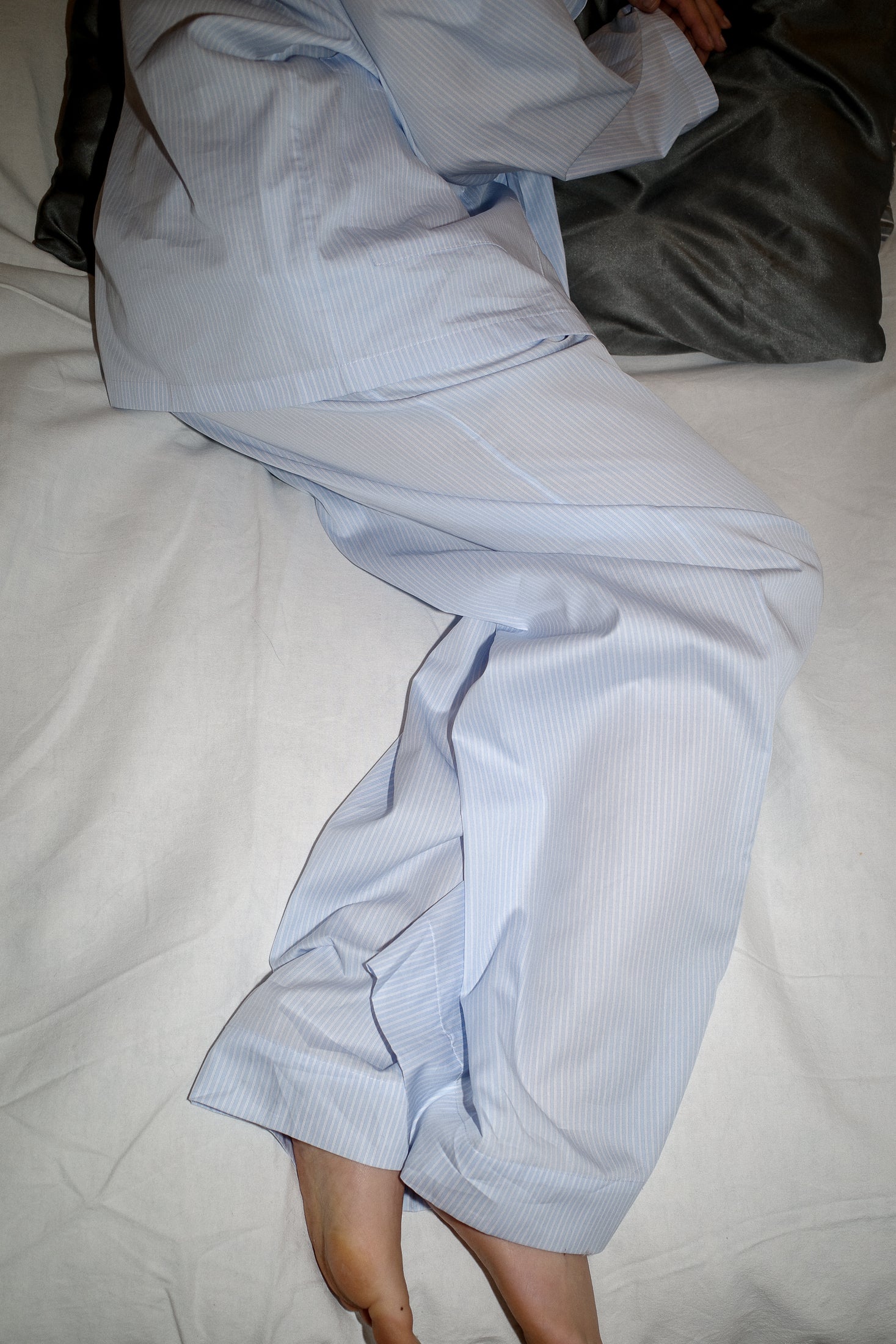 Oversized Striped Cotton Poplin Pyjama Trousers
