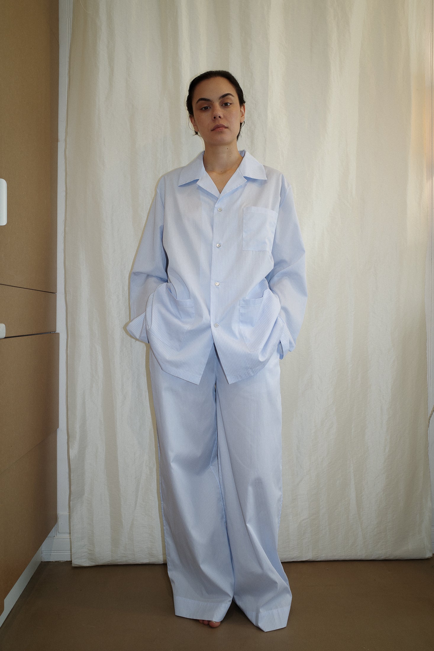 Oversized Stripe Cotton Poplin Pyjama Shirt