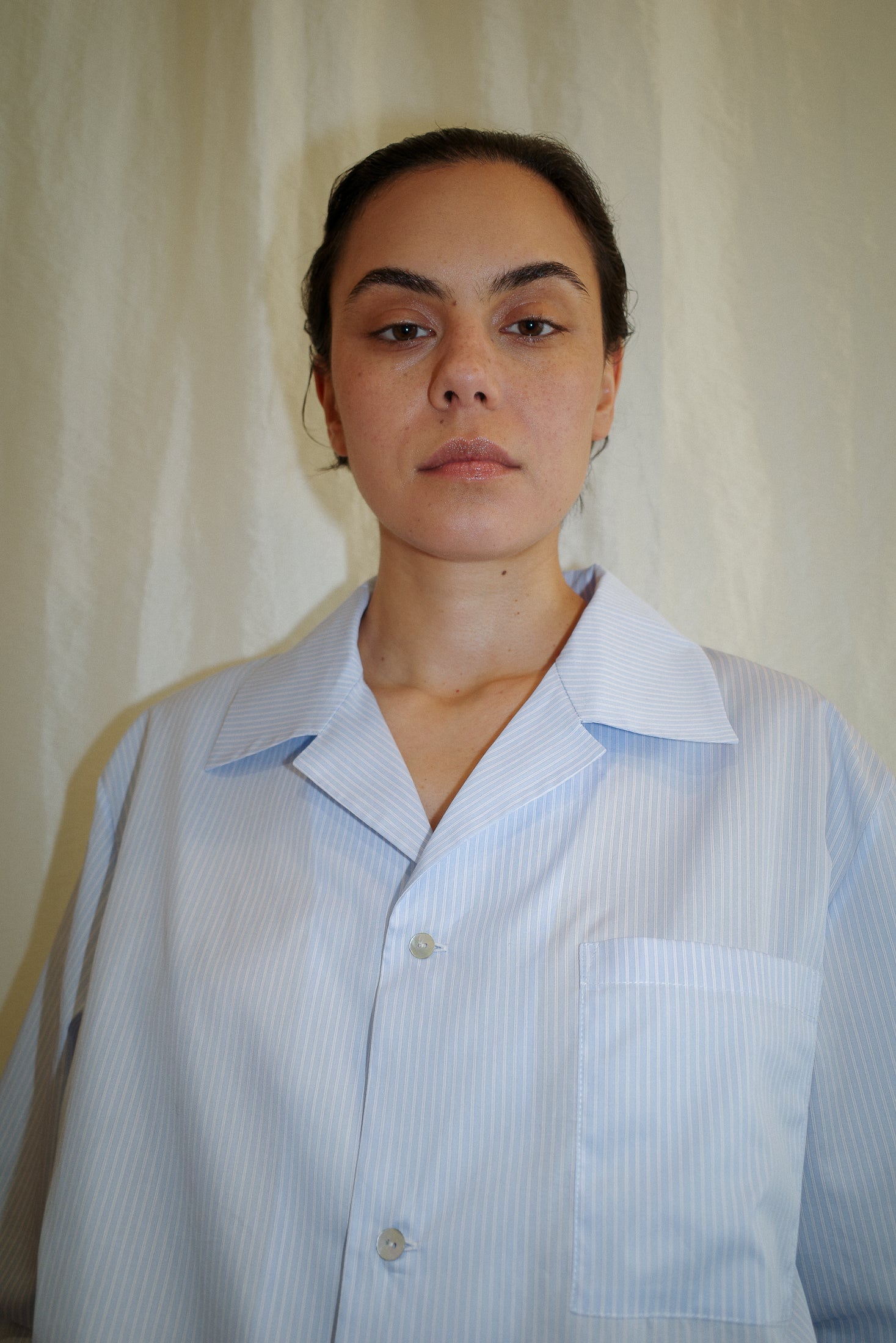 Oversized Stripe Cotton Poplin Pyjama Shirt