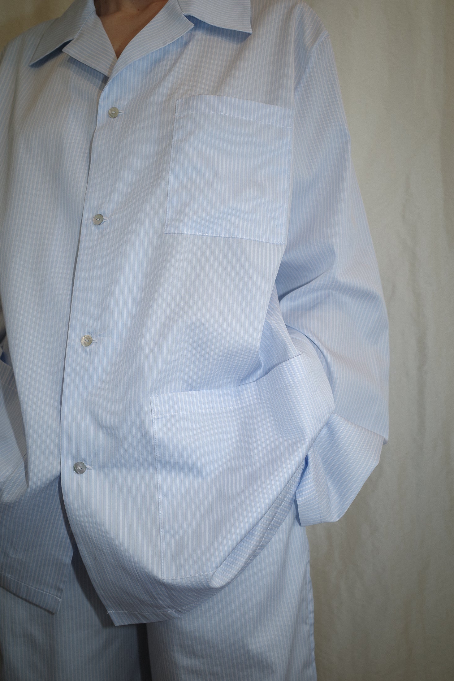Oversized Stripe Cotton Poplin Pyjama Shirt