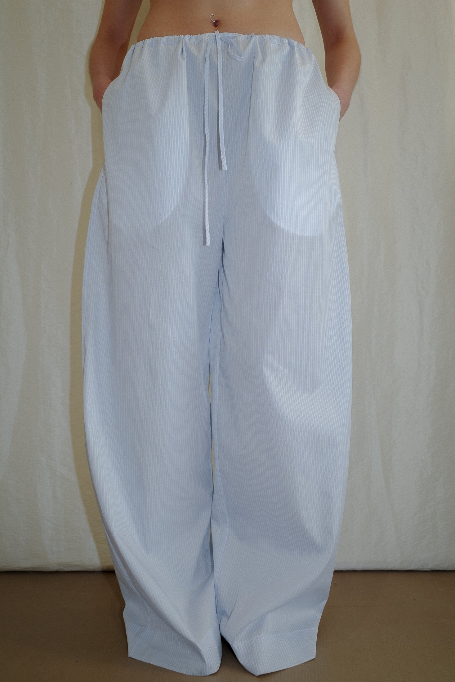 Oversized Striped Cotton Poplin Pyjama Trousers