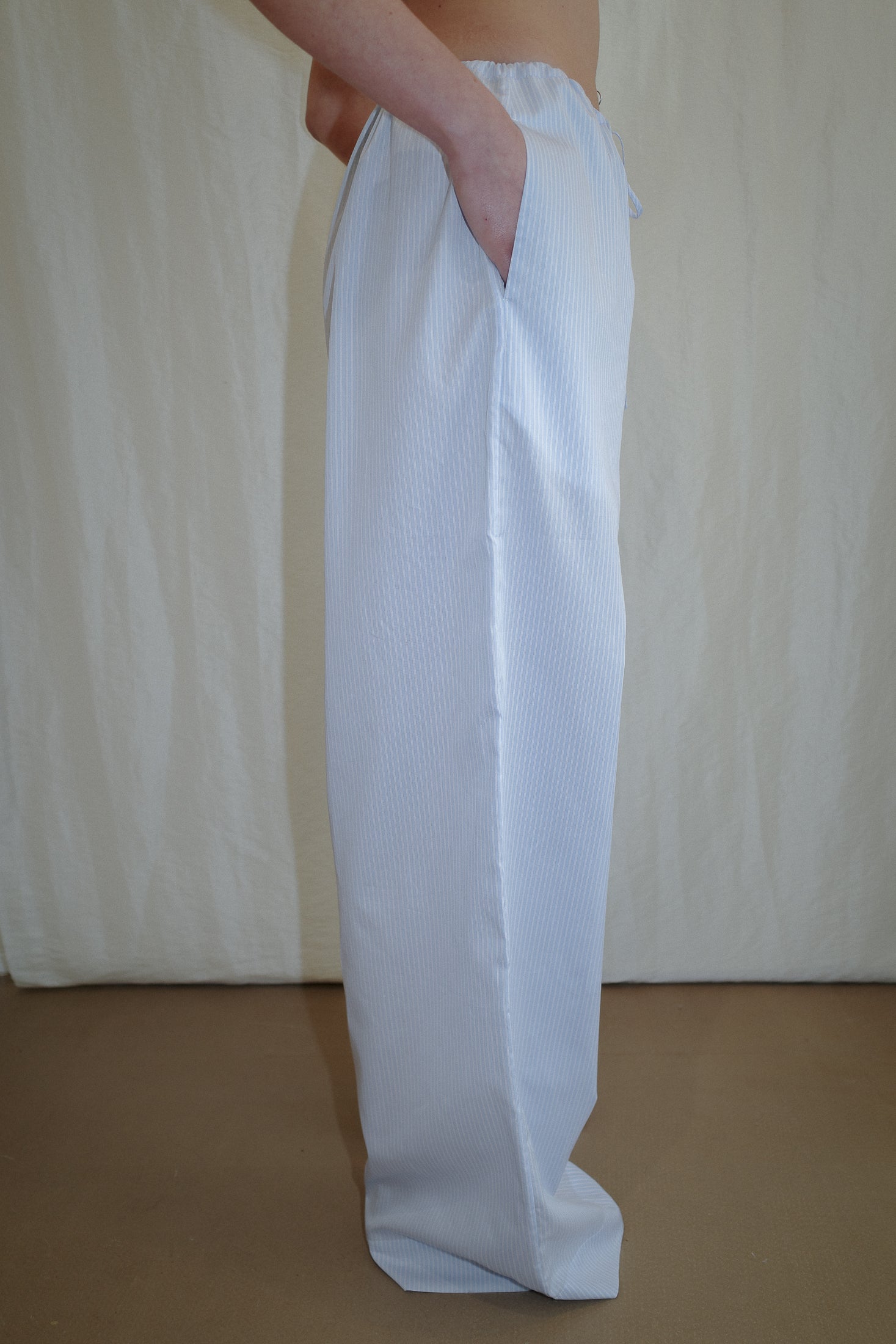 Oversized Striped Cotton Poplin Pyjama Trousers