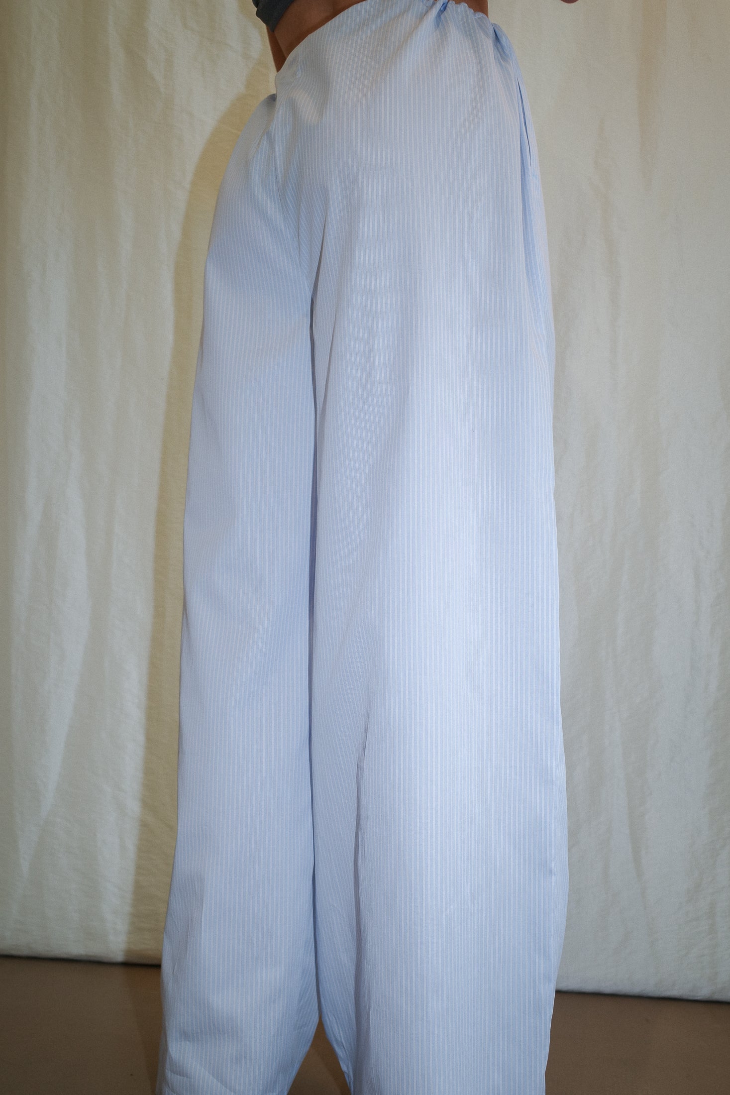 Oversized Striped Cotton Poplin Pyjama Trousers