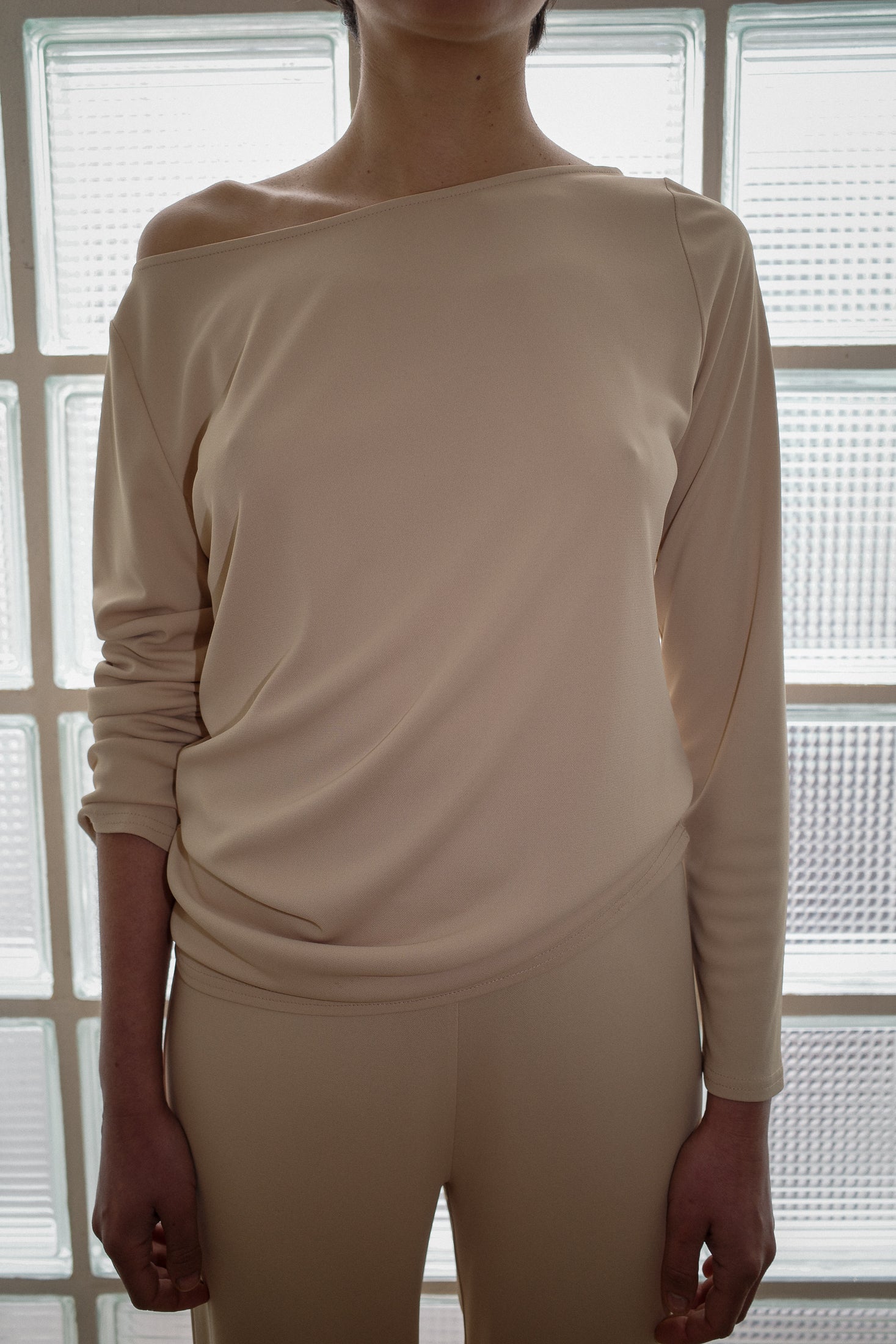Double Face Crepe Jersey Long Sleeves Top