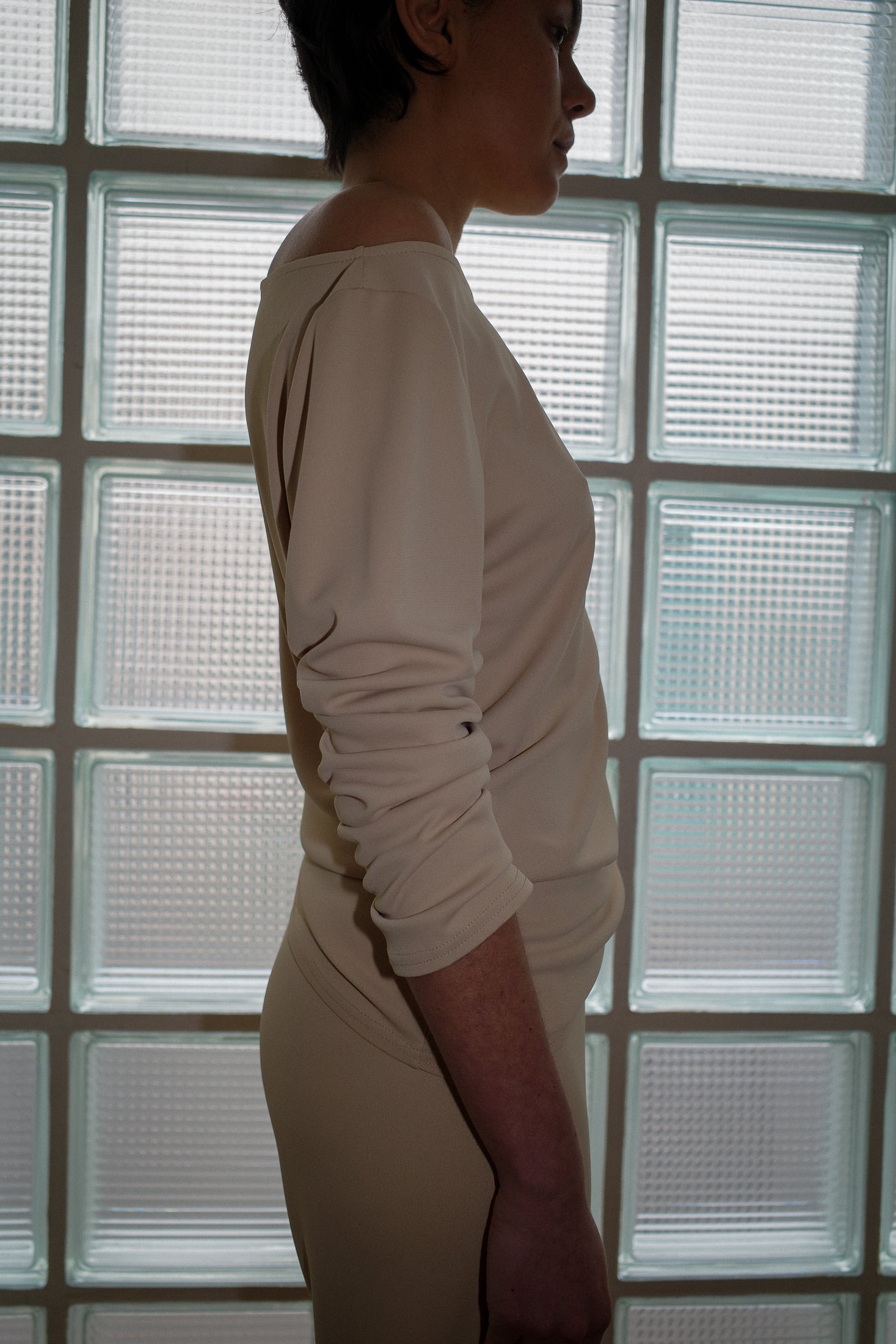 Double Face Crepe Jersey Long Sleeves Top