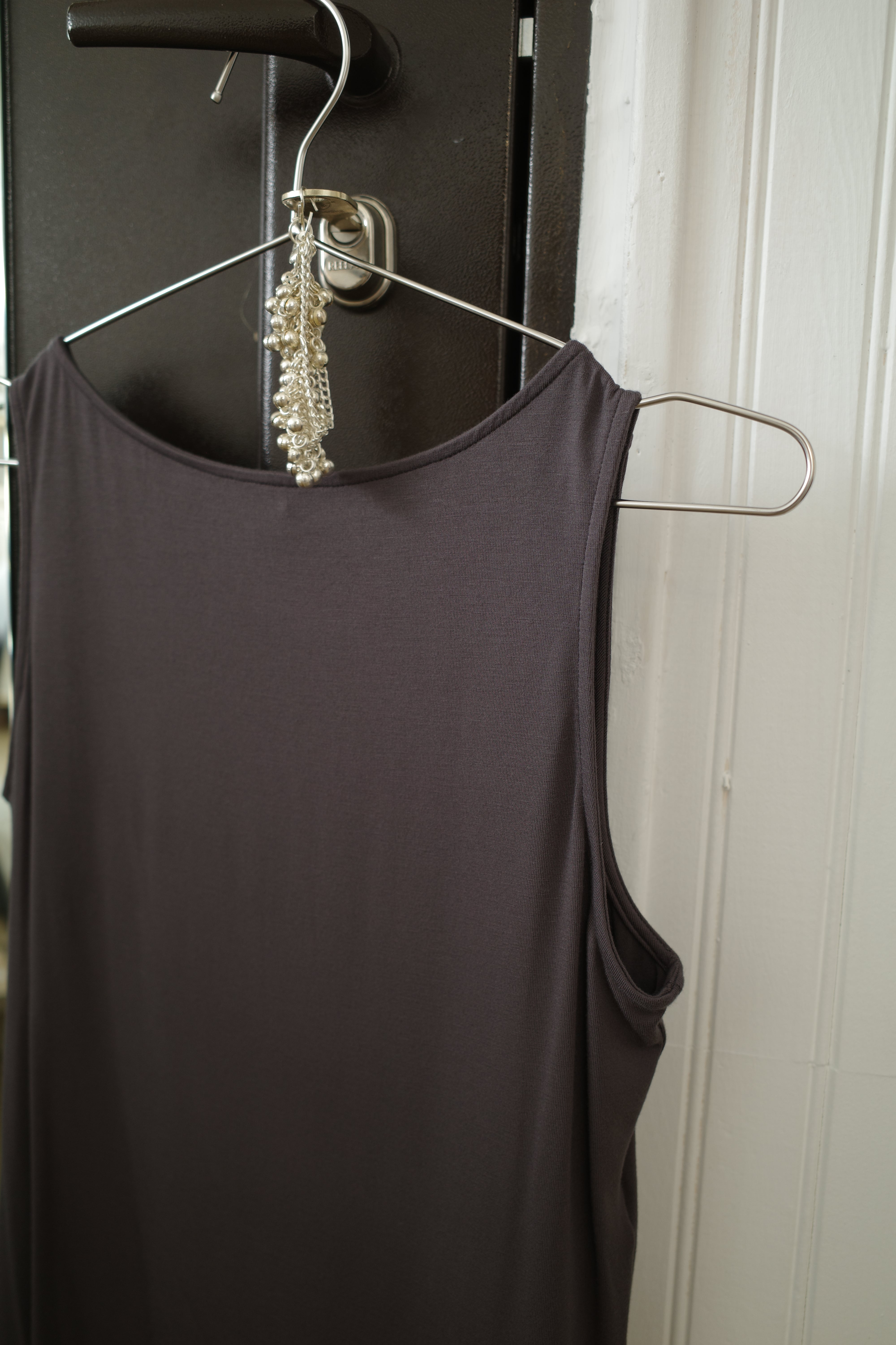 Bamboo Jersey Boat Neck Top Anthracite