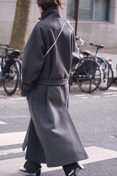 Compact Bonded Drap Oversized Coat – Bambou Roger Kwong