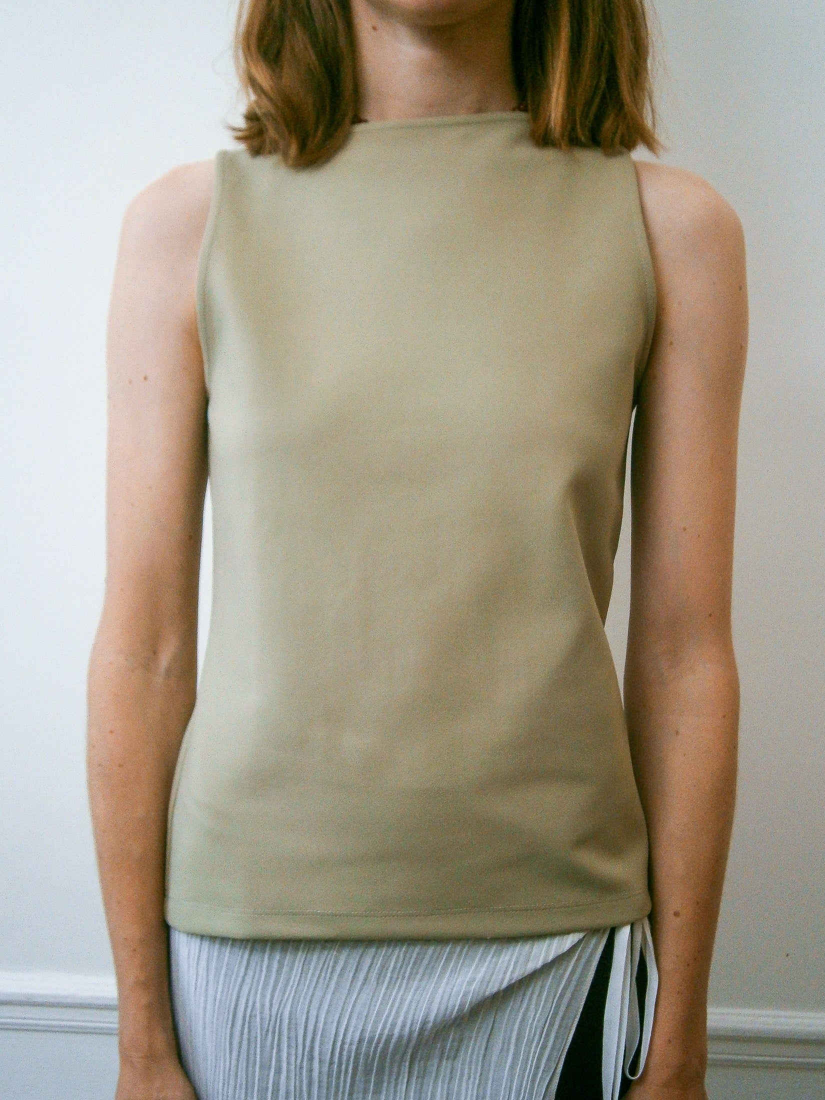 Stretch Viscose Jersey Boat Neck Top