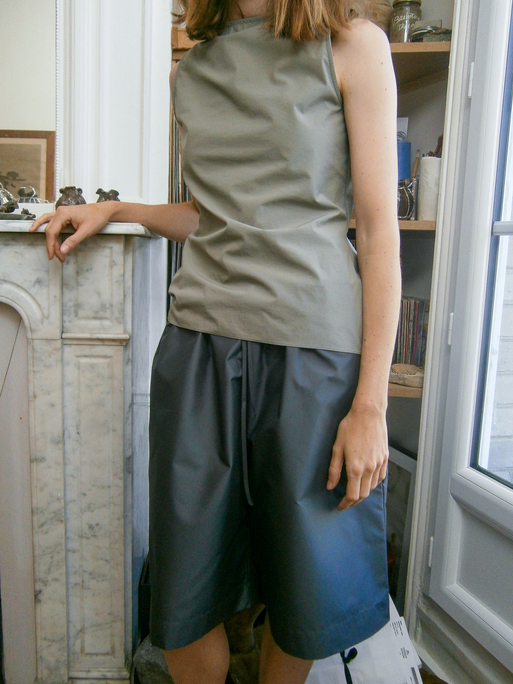 Nylon Spandex Boat Neck Top