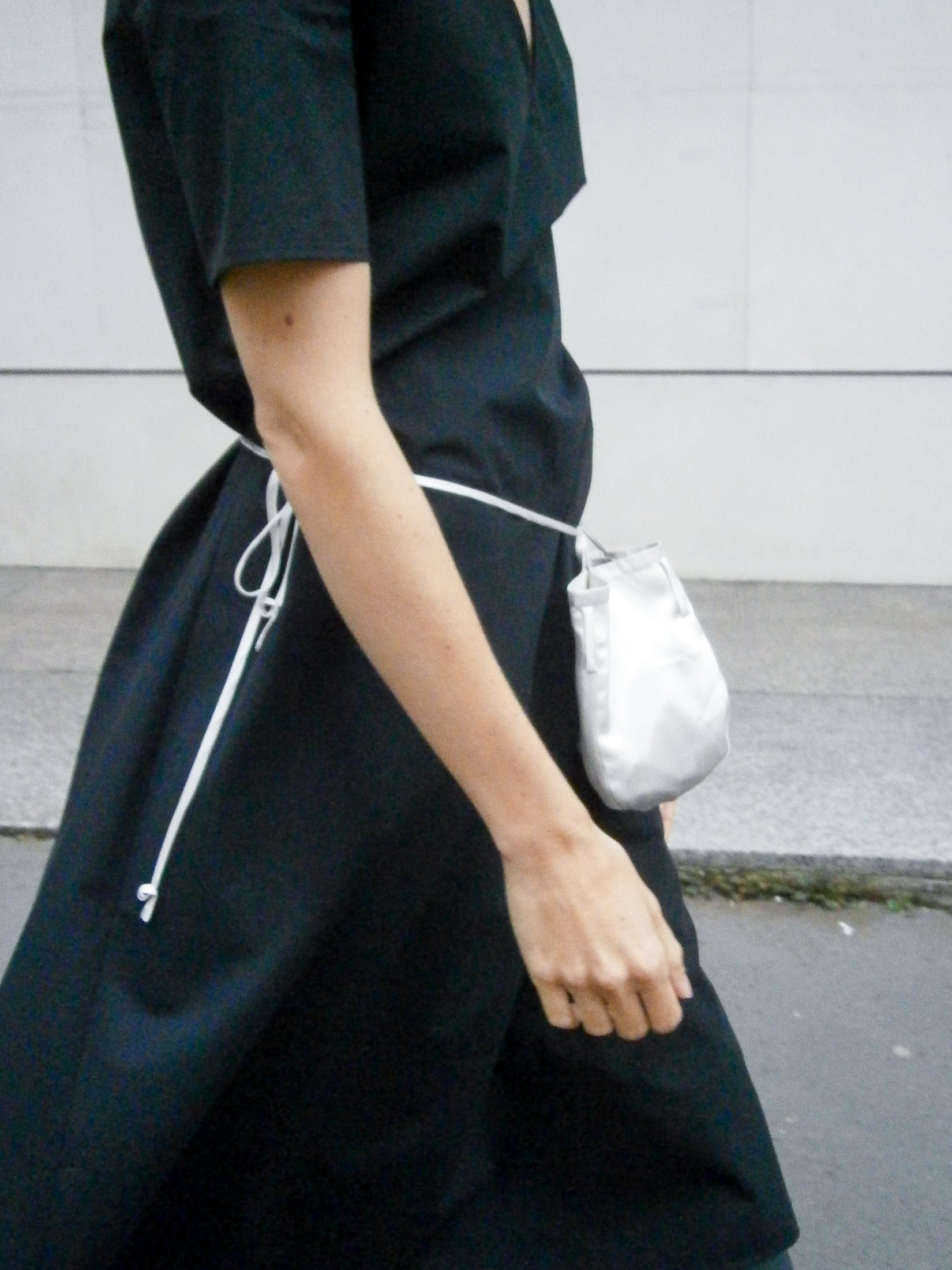Satin Silk Stripe Adjustable Pouch Bag