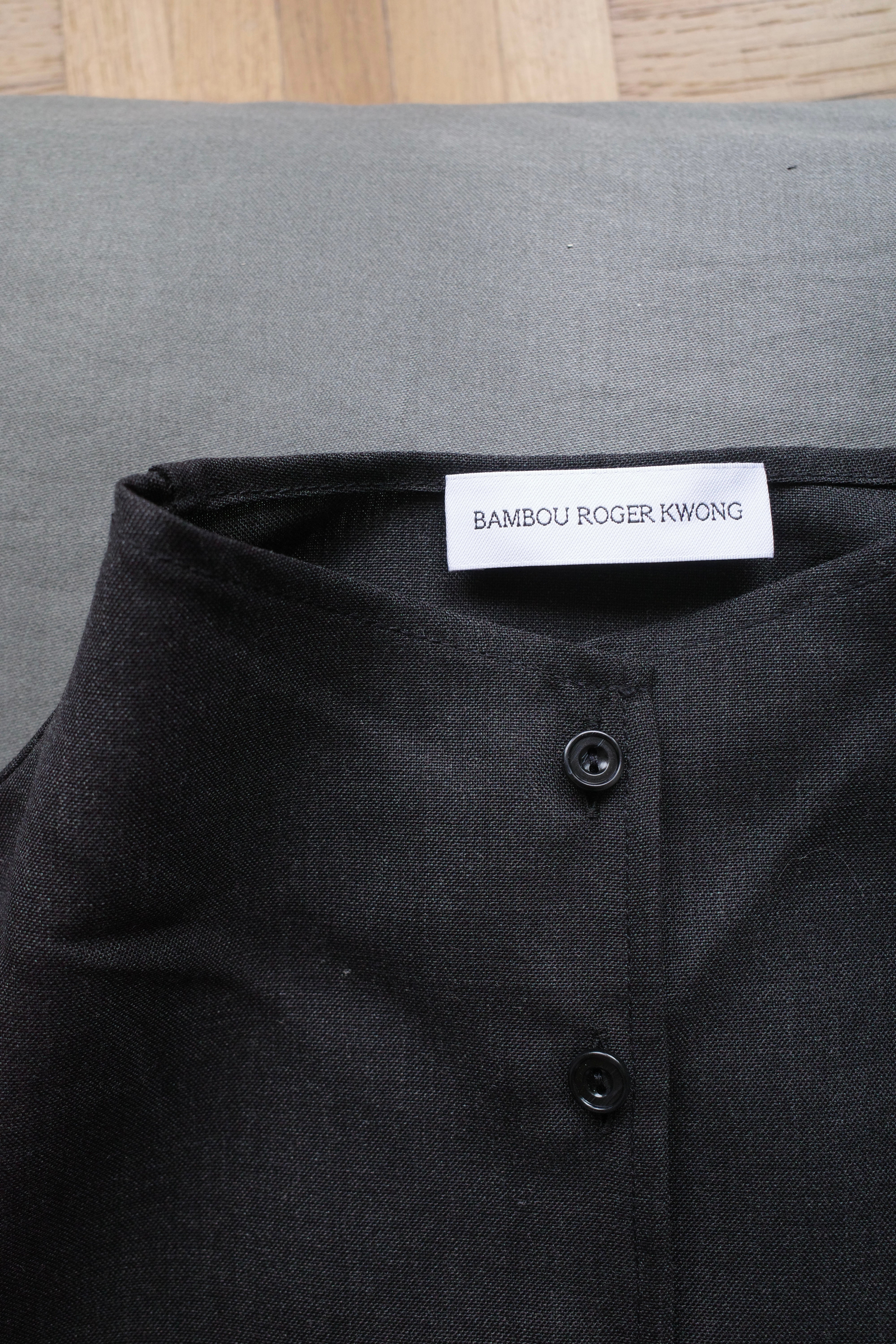 Wool Suiting High Collar Fitted Shirt