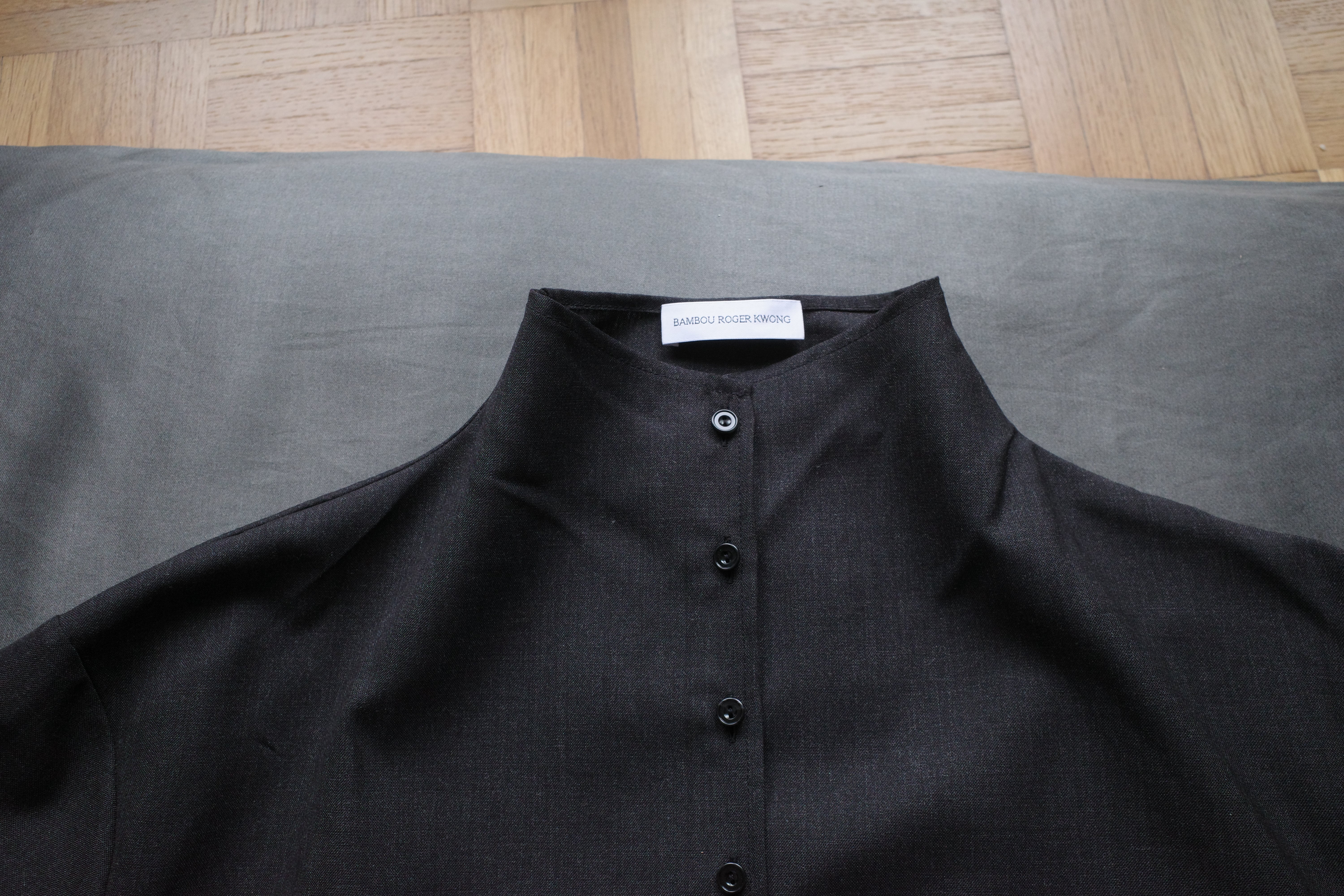 Wool Suiting High Collar Fitted Shirt