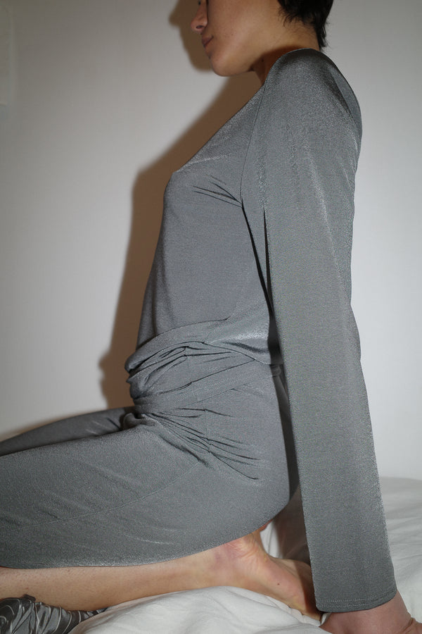 Shiny Crepe Jersey Long Sleeves Top