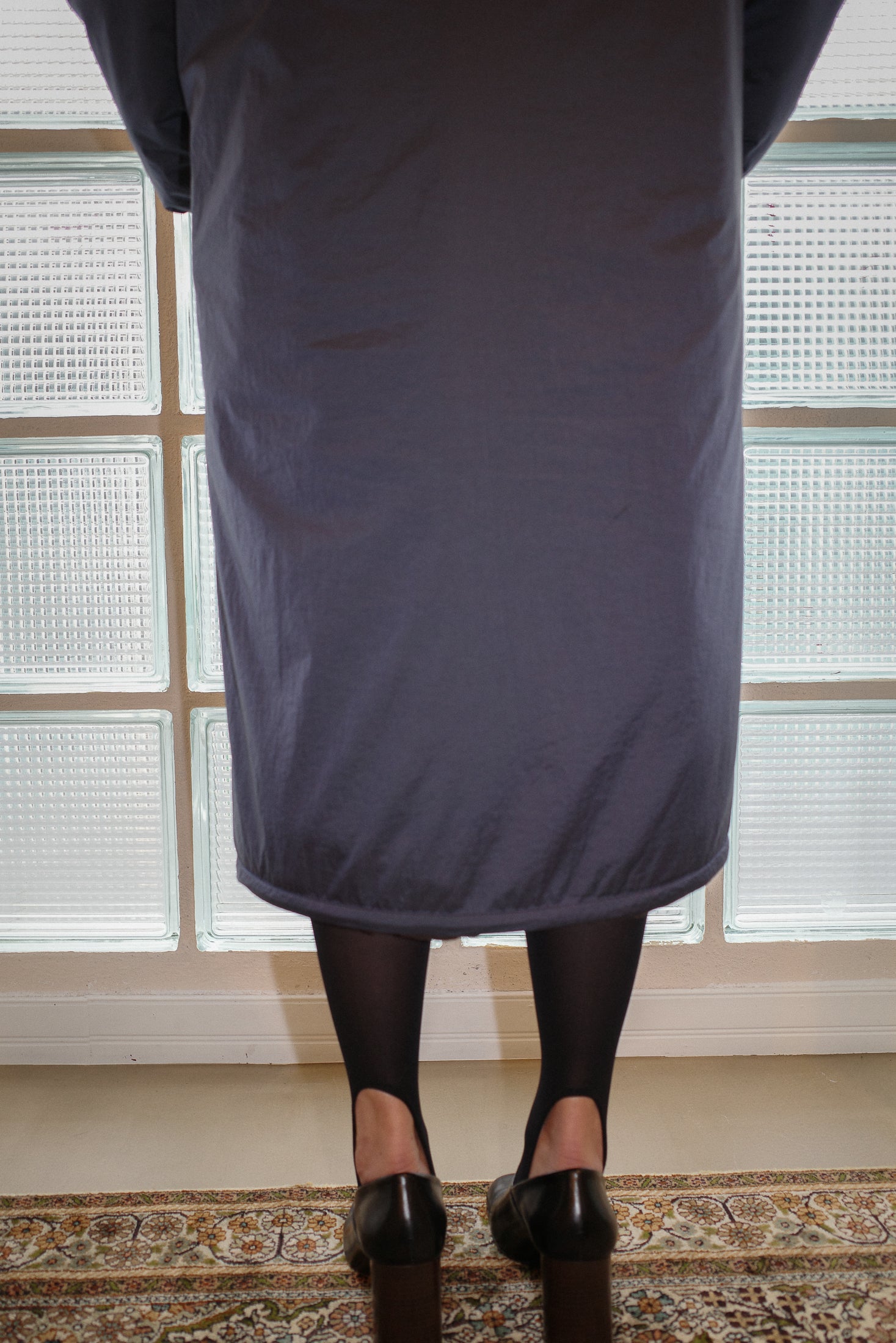 WR Crinkled Nylon Long Padded Coat