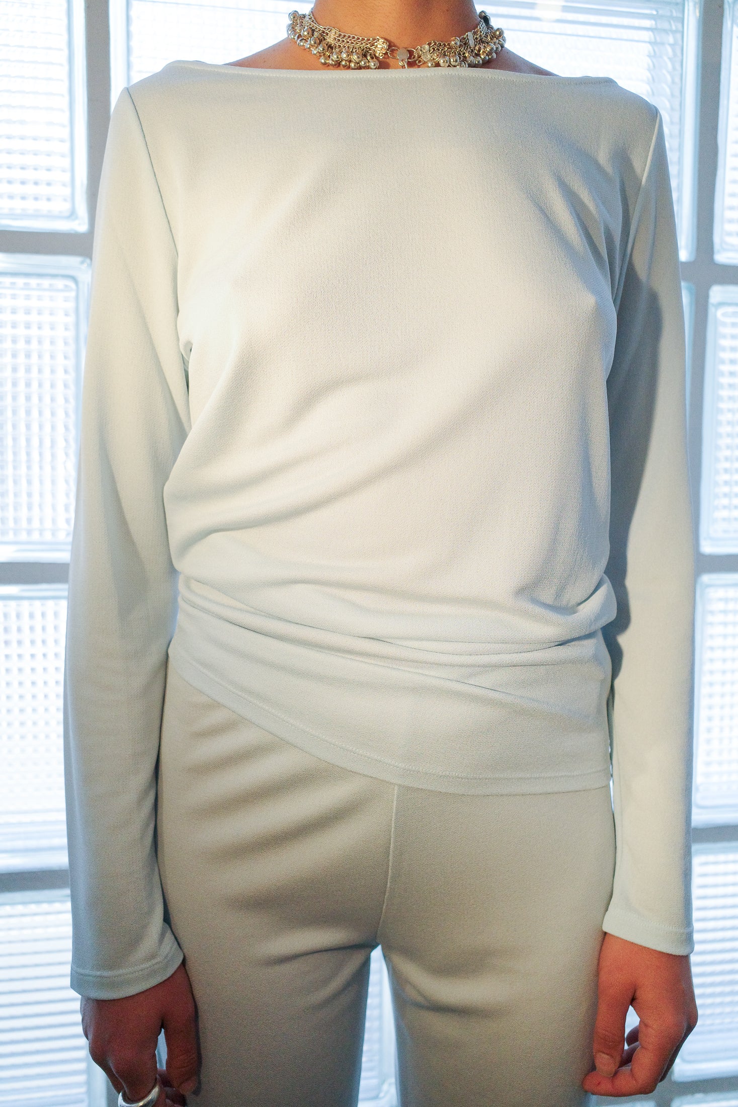 Double Face Crepe Jersey Long Sleeves Top