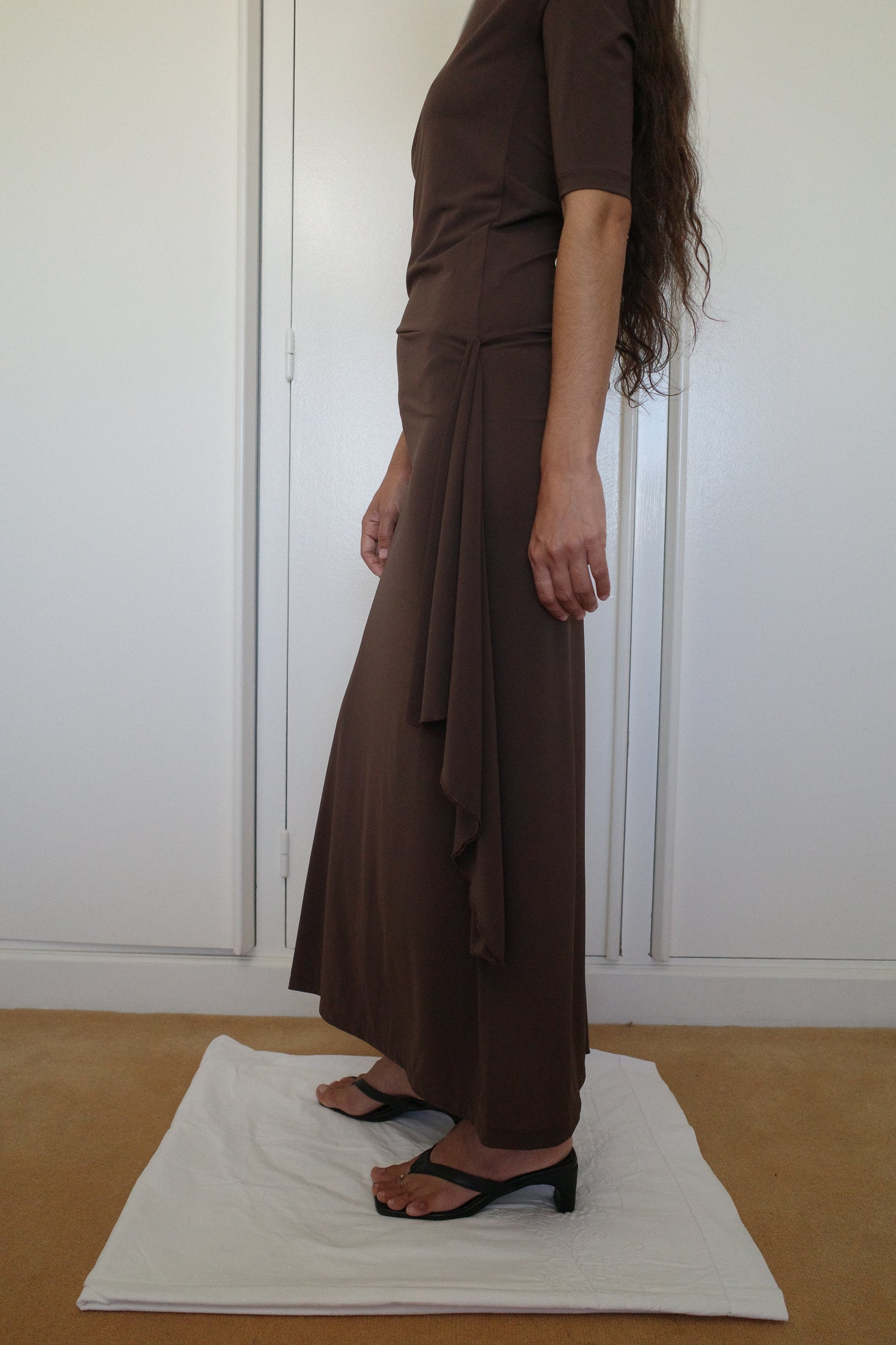 Stretch Jersey and Silk Double Collar Dress