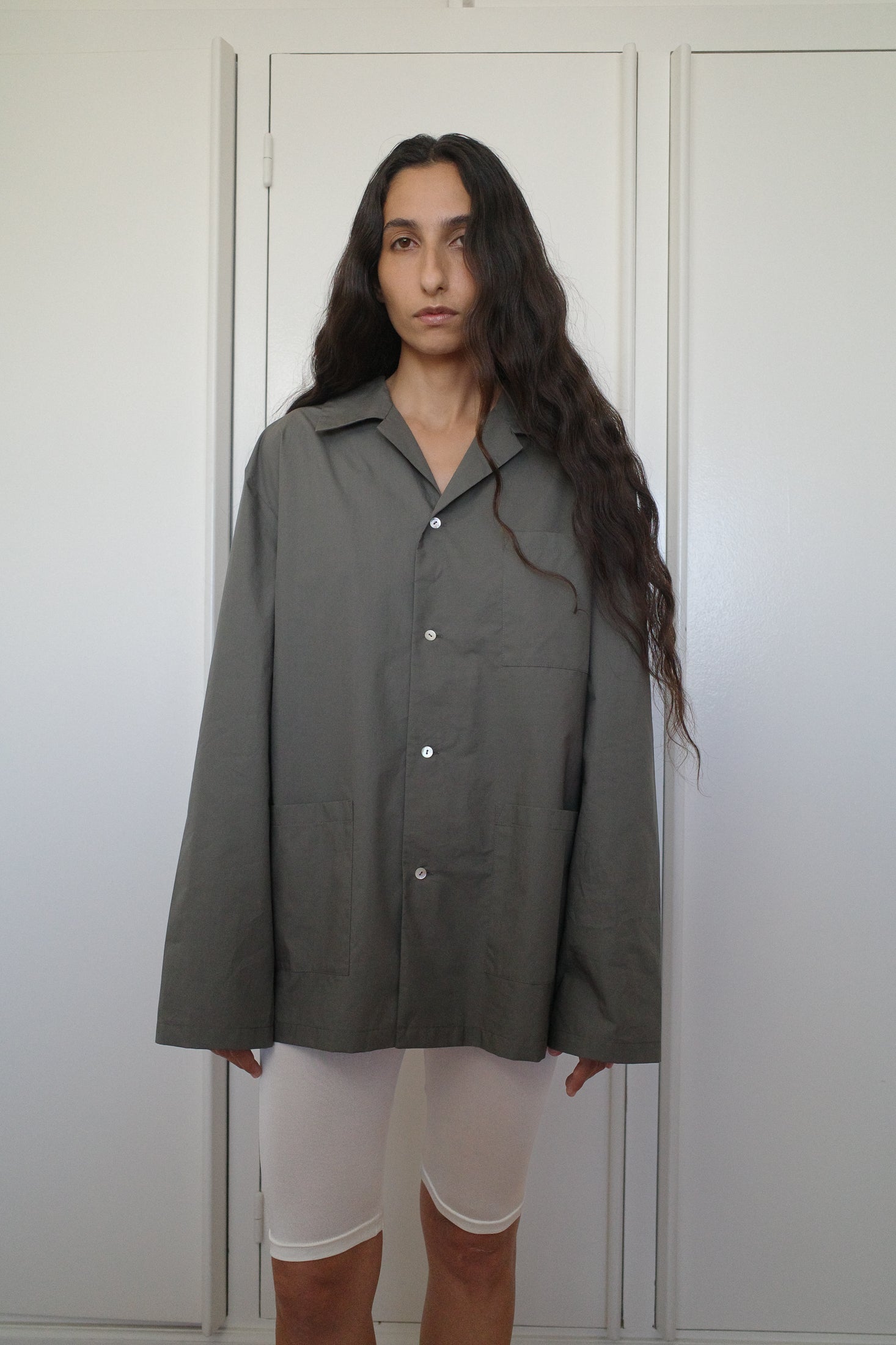 Cotton Poplin Oversized Pyjama Shirt