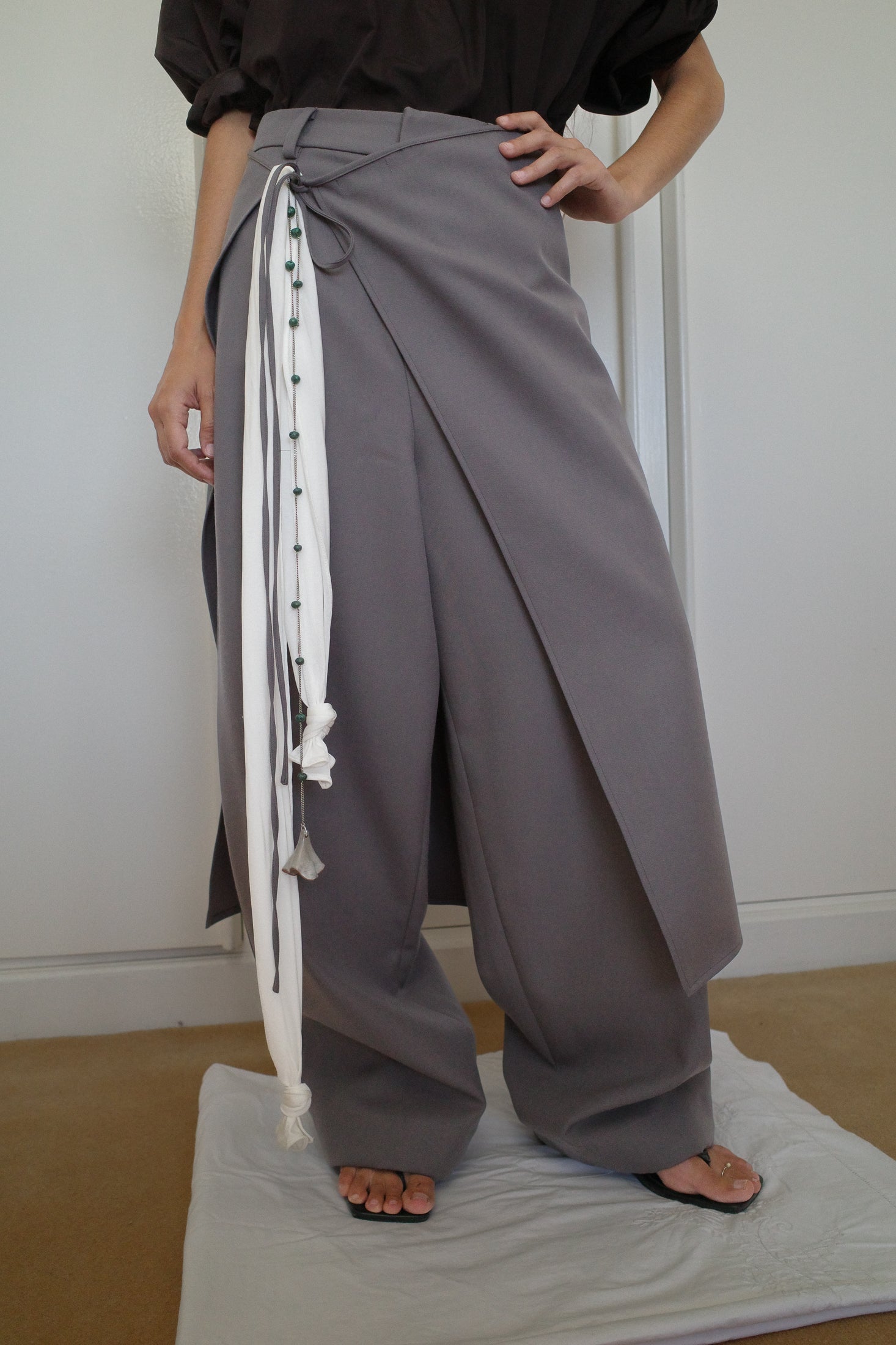 Sheer Stretch Silk Jersey Knotted Scarf