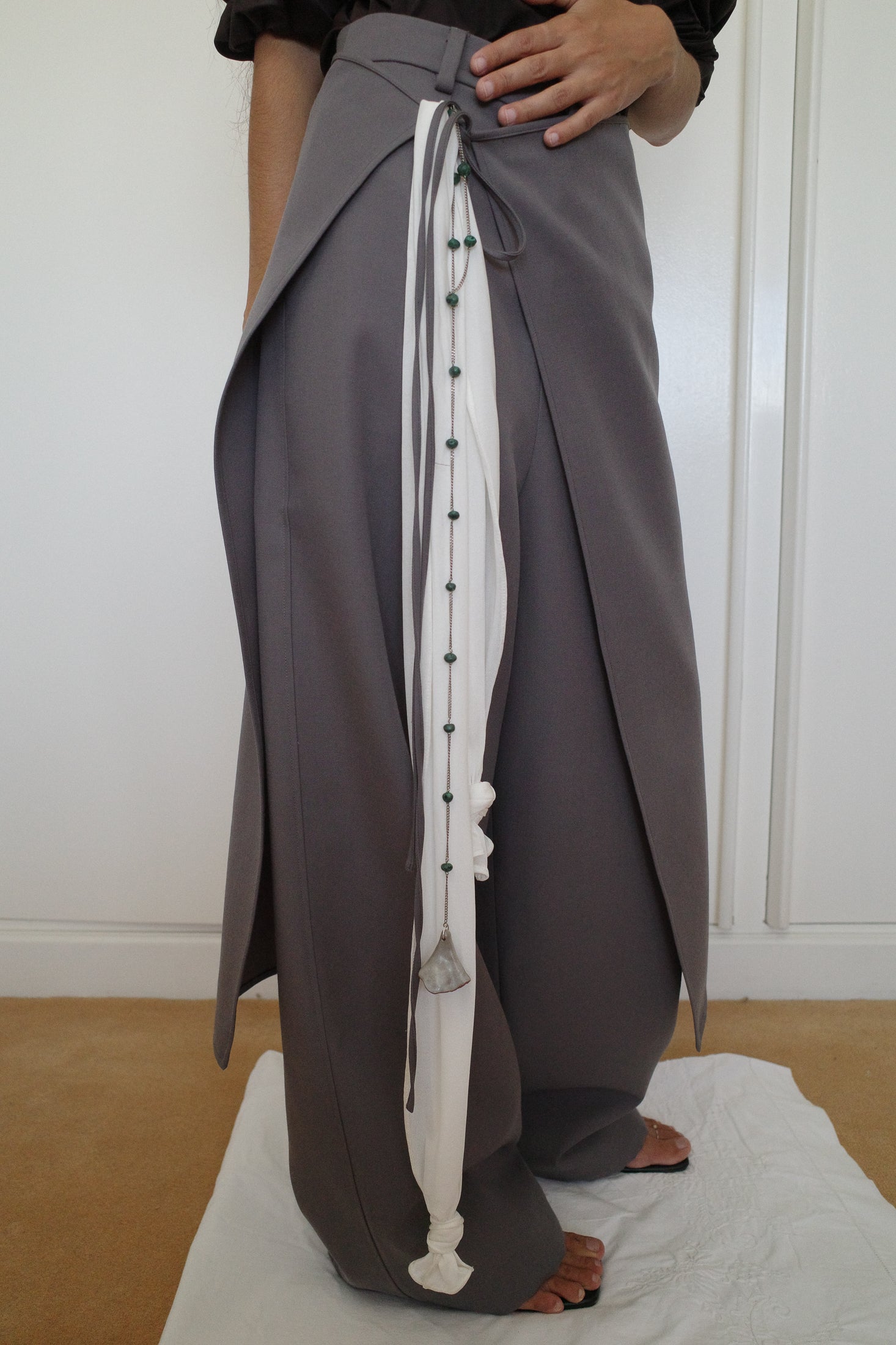 Sheer Stretch Silk Jersey Knotted Scarf