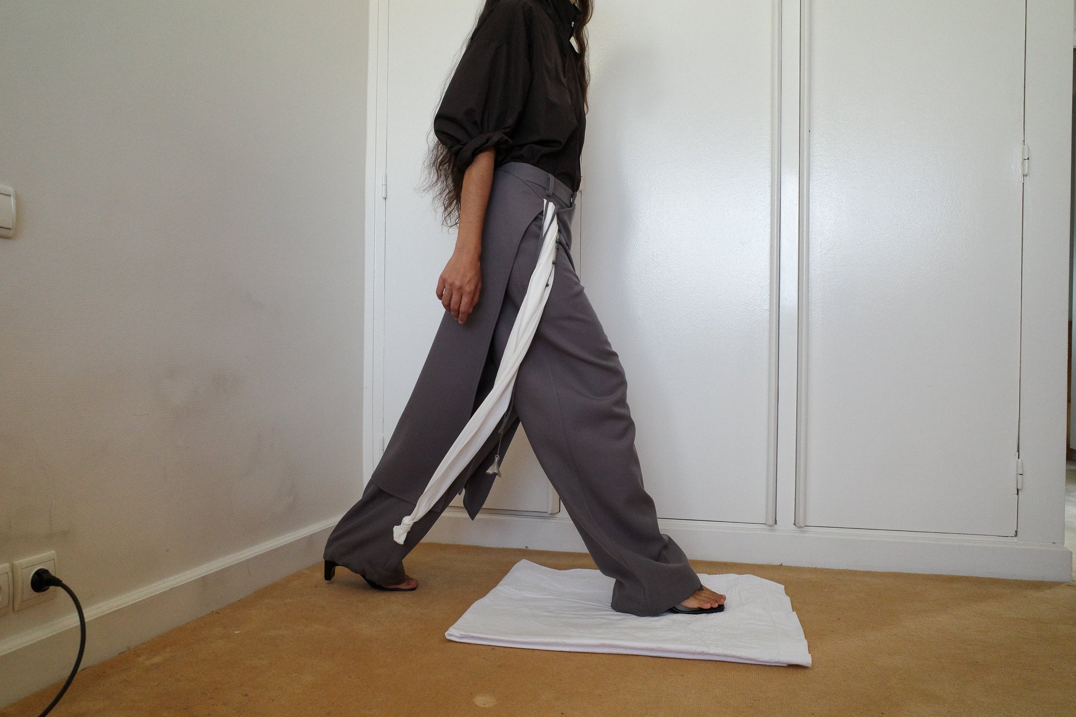 Sheer Stretch Silk Jersey Knotted Scarf