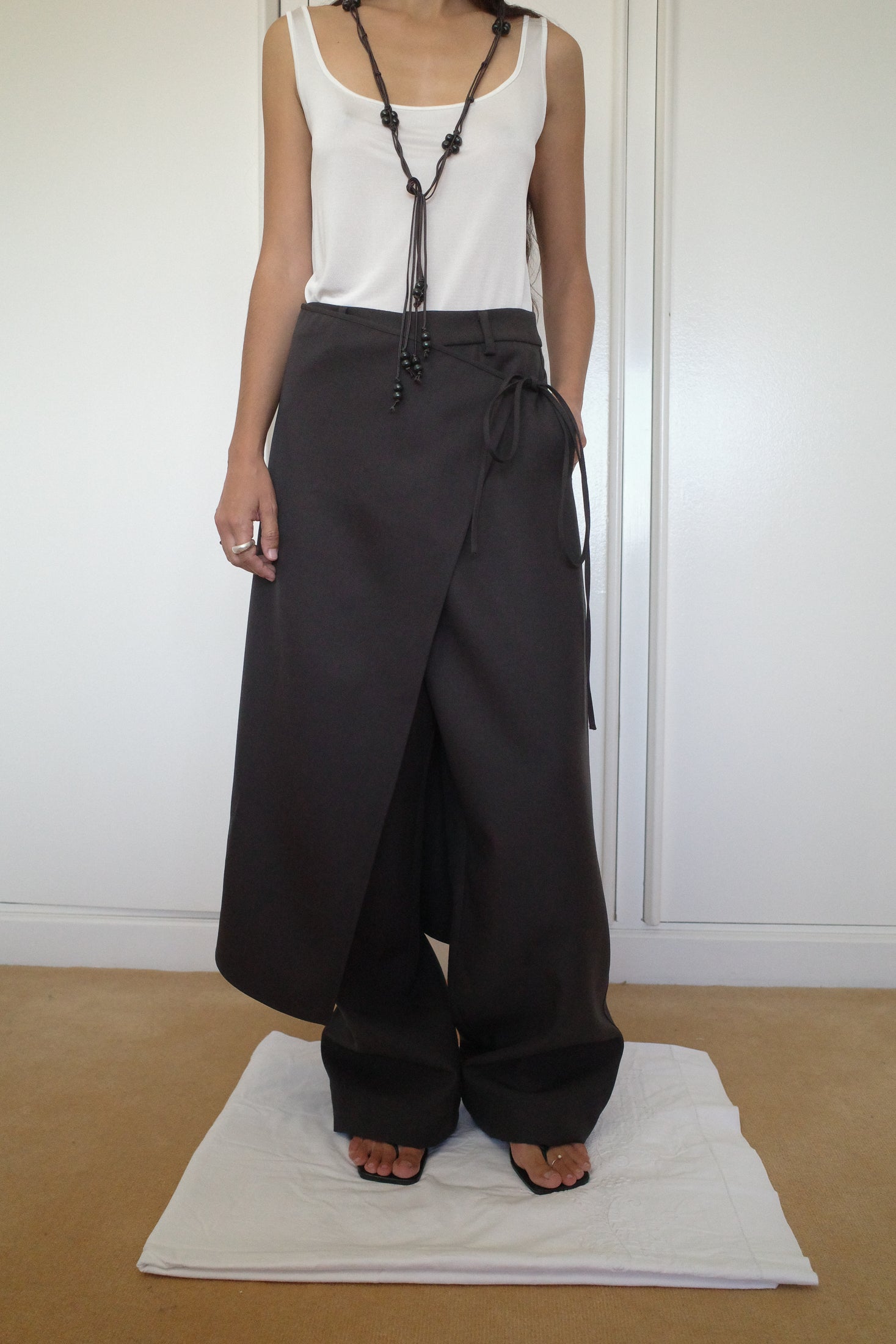 Wool Grain de Poudre Long Overskirt
