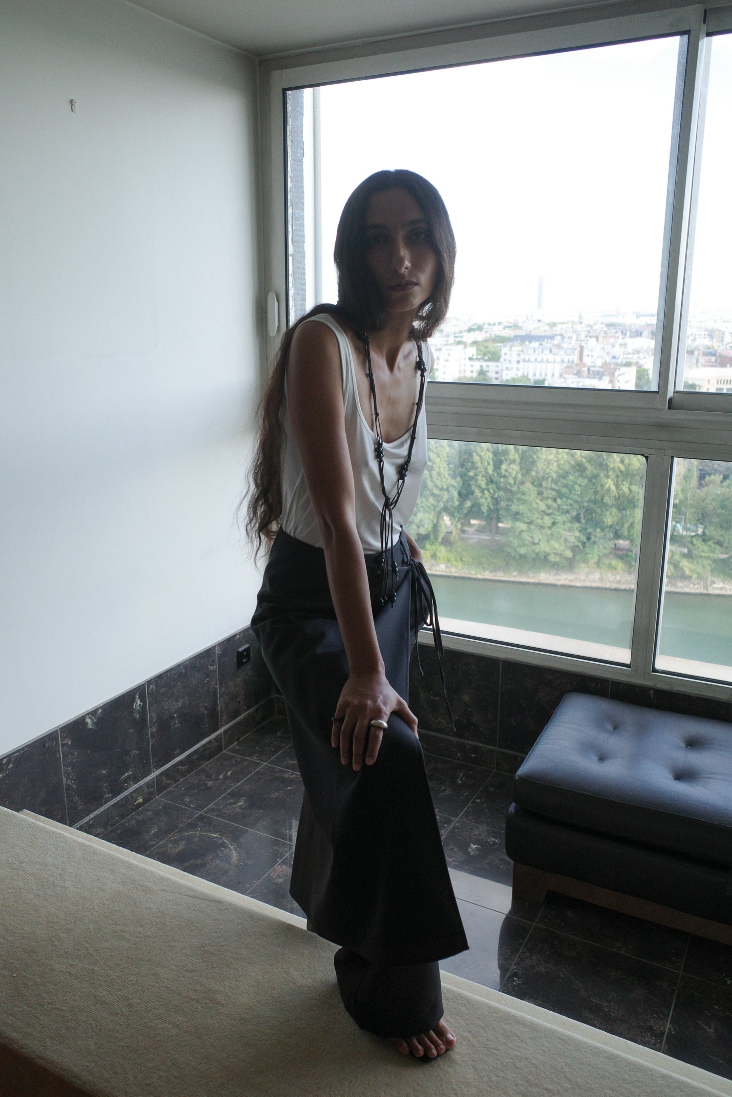 Sheer Stretch Silk Jersey Tank Top