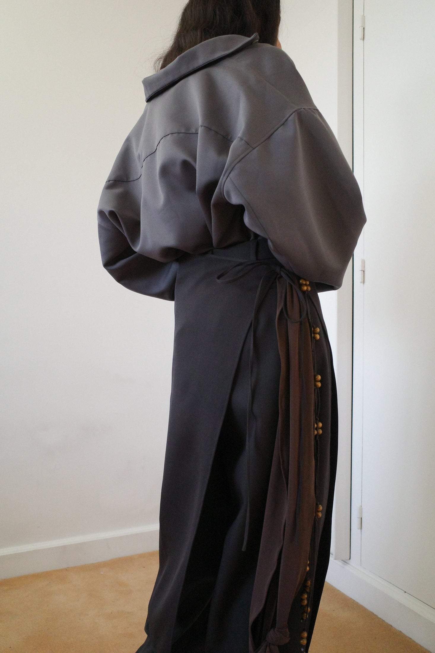 Wool Grain de Poudre Long Overskirt