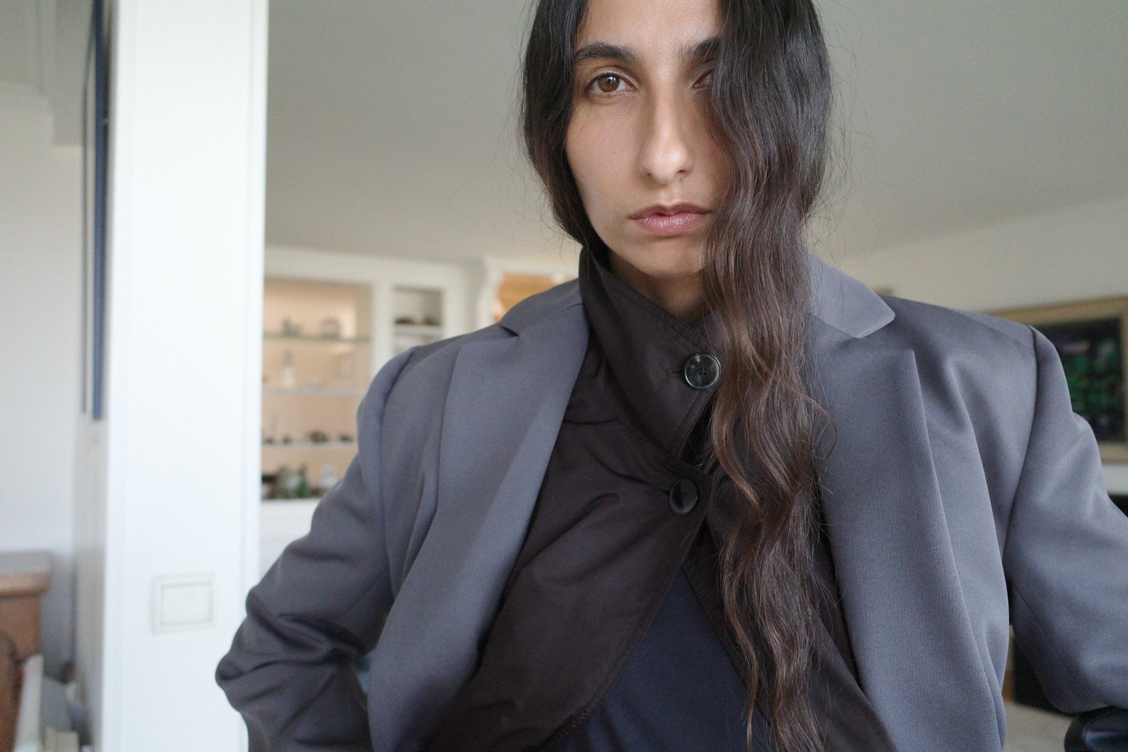 Wool Grain de Poudre Fitted Tailored Jacket