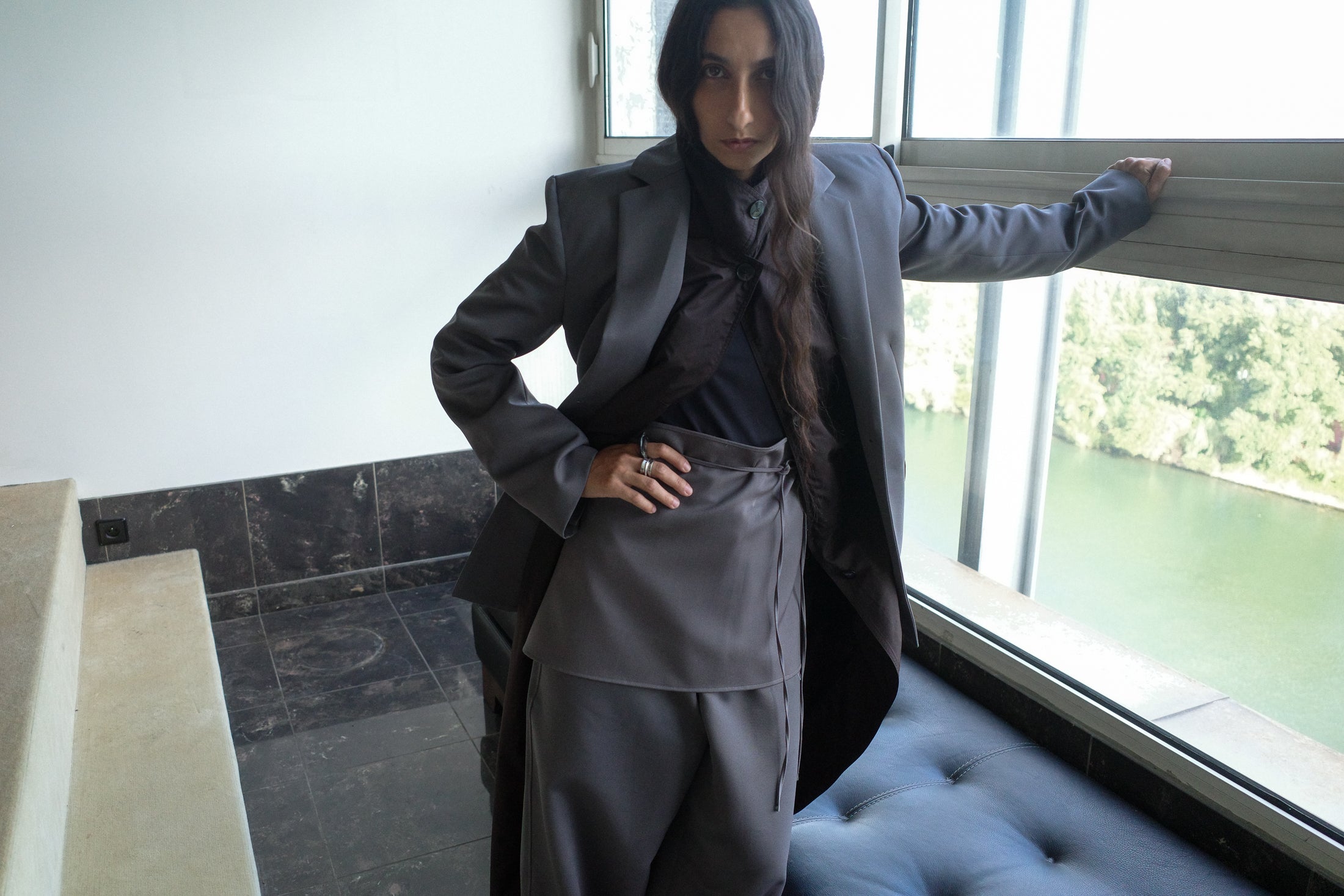 Wool Grain de Poudre Fitted Tailored Jacket