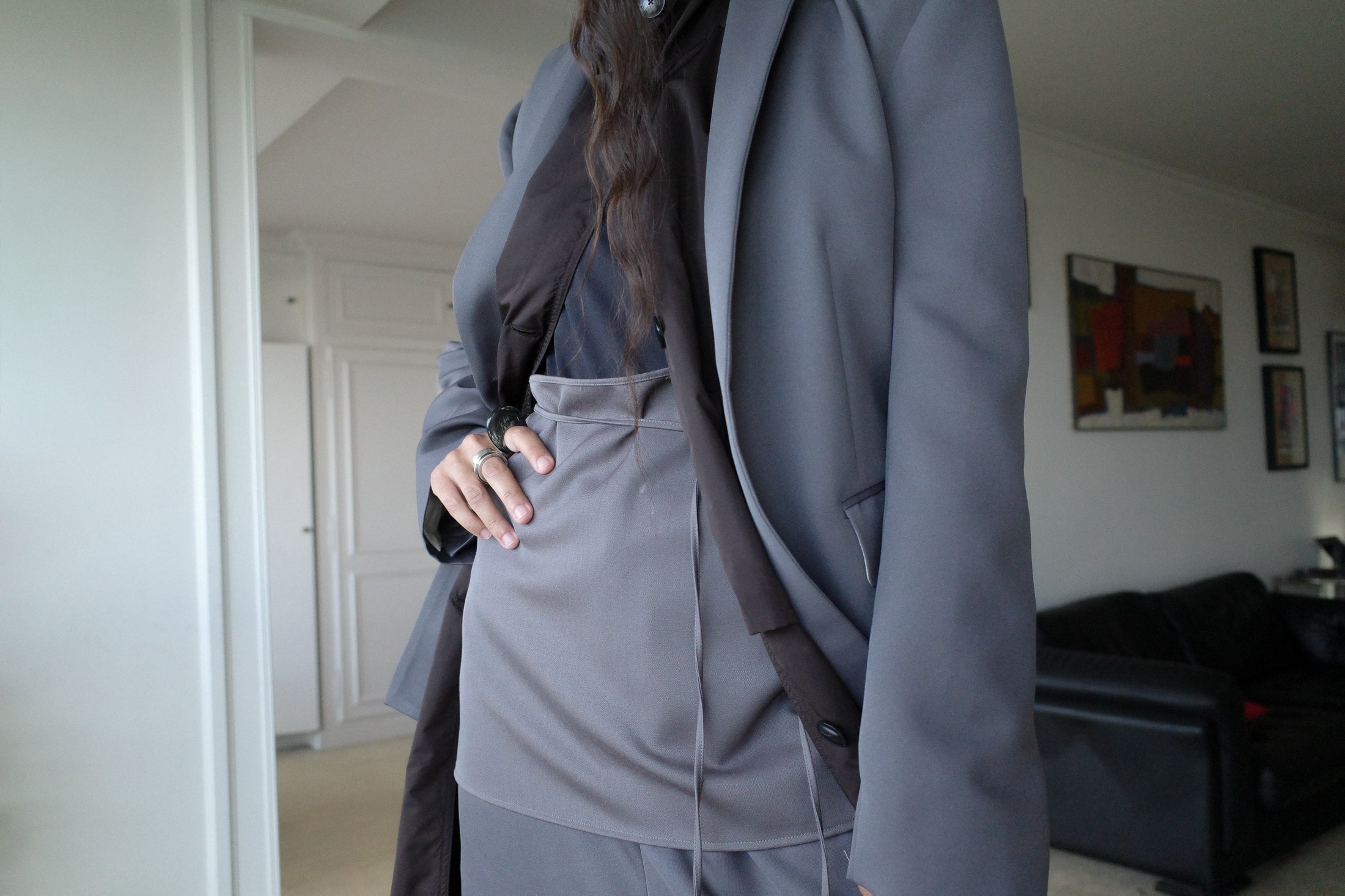 Wool Grain de Poudre Fitted Tailored Jacket