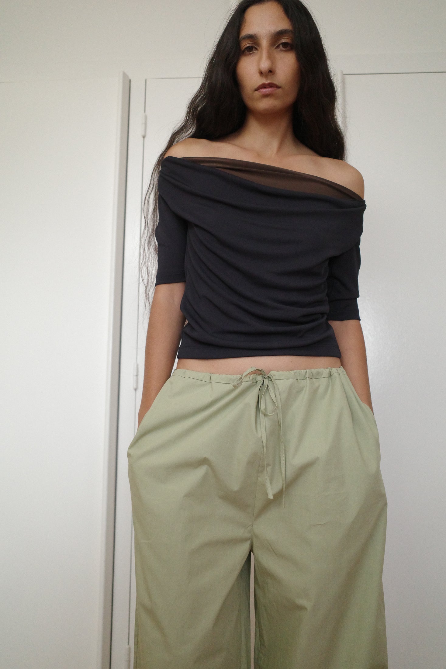 Viscose Jersey and Stretch Jersey Double Collar Top