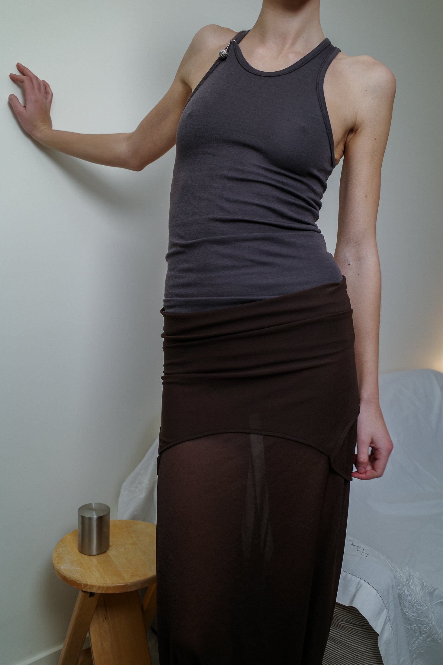 Virgin Wool Jersey Round Neck Top