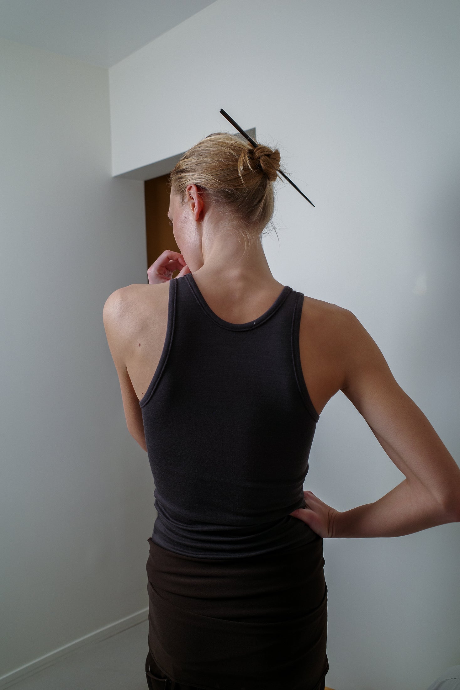 Virgin Wool Jersey Round Neck Top