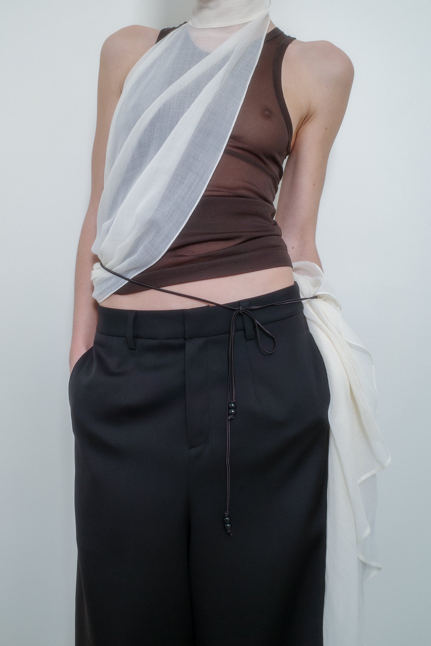 Front Panel Sheer Wool Etamine Dress