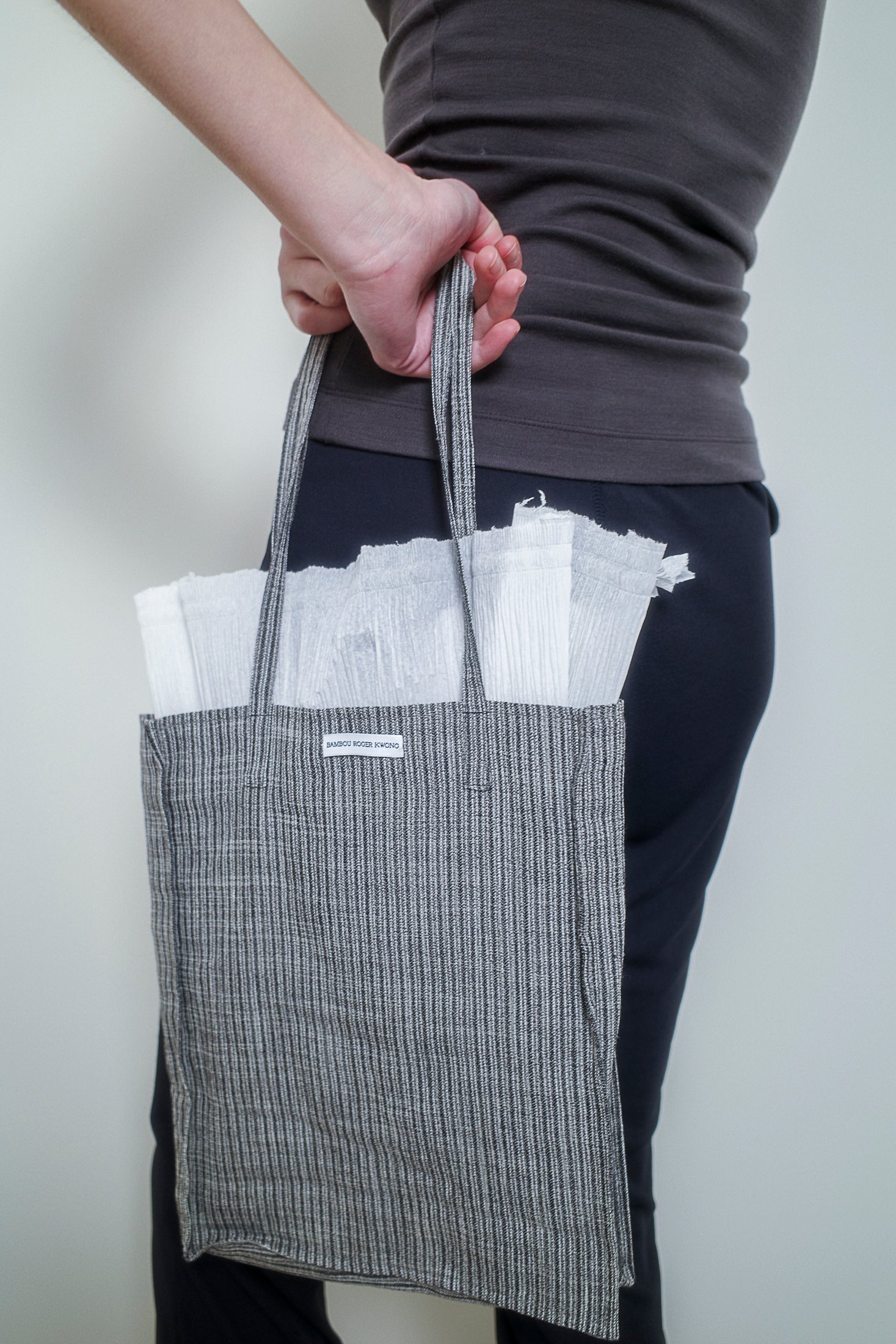 Stripe Linen and Viscose Suiting Rectangle Bag