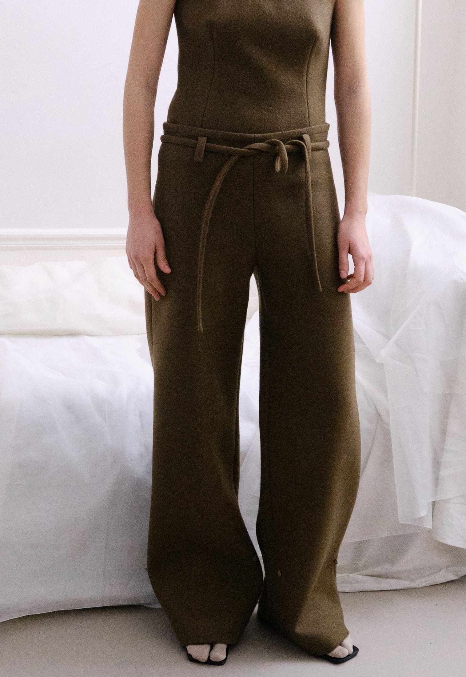 Double Face Brushed Wool Drap Trousers