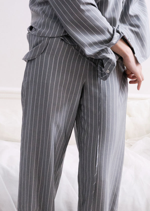 Satinated Silk Stripe Trousers