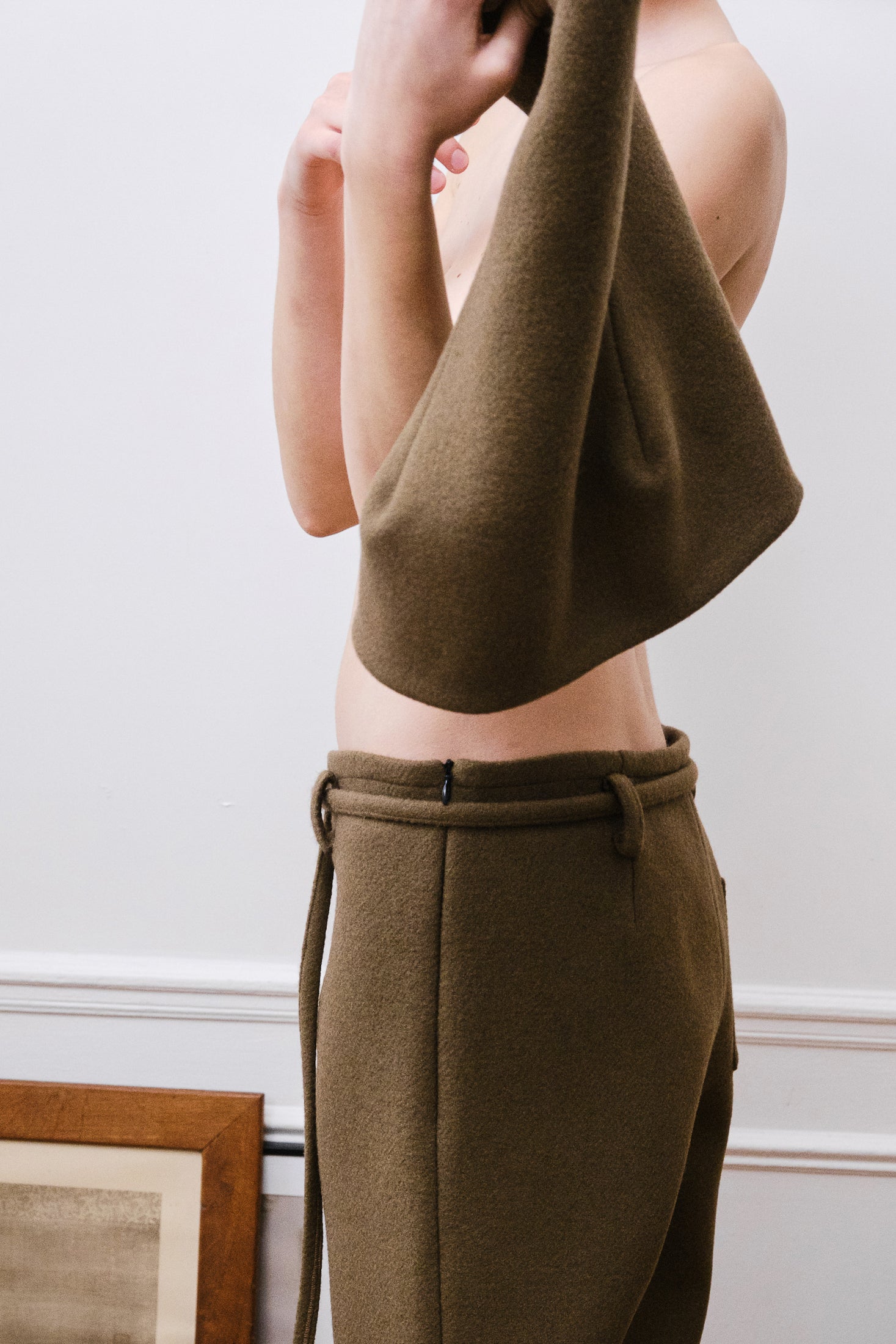 Double Face Brushed Wool Drap Trousers