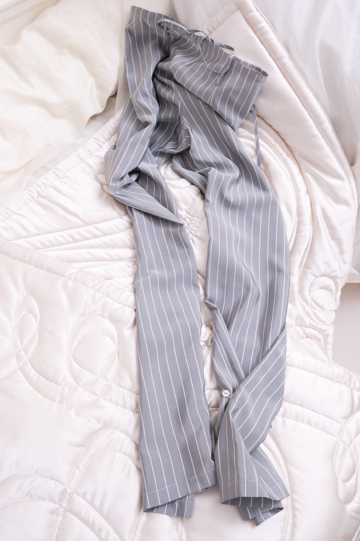 Satinated Silk Stripe Trousers